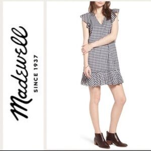 Madewell Gingham Ruffle Mini Dress